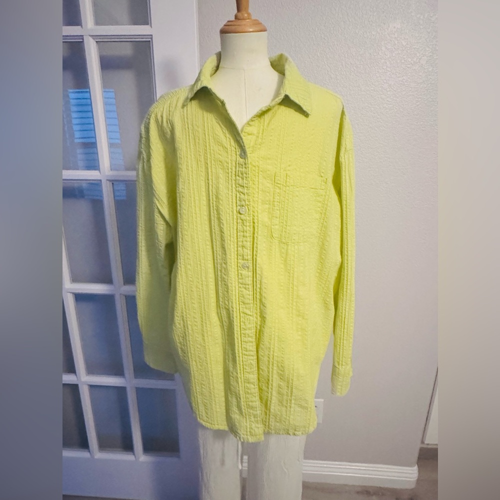 Vibrant Lime Button-Up Shirt